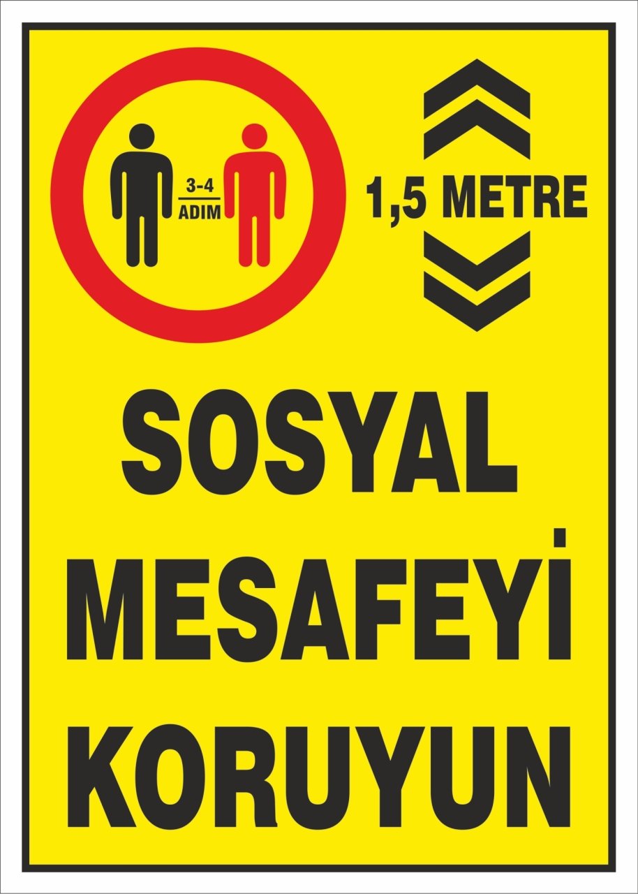 Sosyal Mesafenizi Koruyunuz Etiketi 1,5 Metre