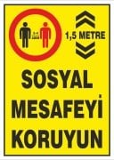 Sosyal Mesafenizi Koruyunuz Etiketi 1,5 Metre