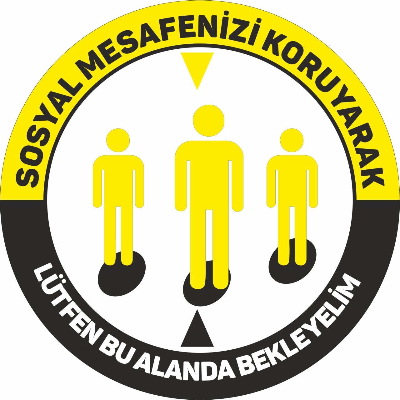 Sosyal Mesafenizi Koruyarak Bu Alanda Bekleyiniz Etiketi