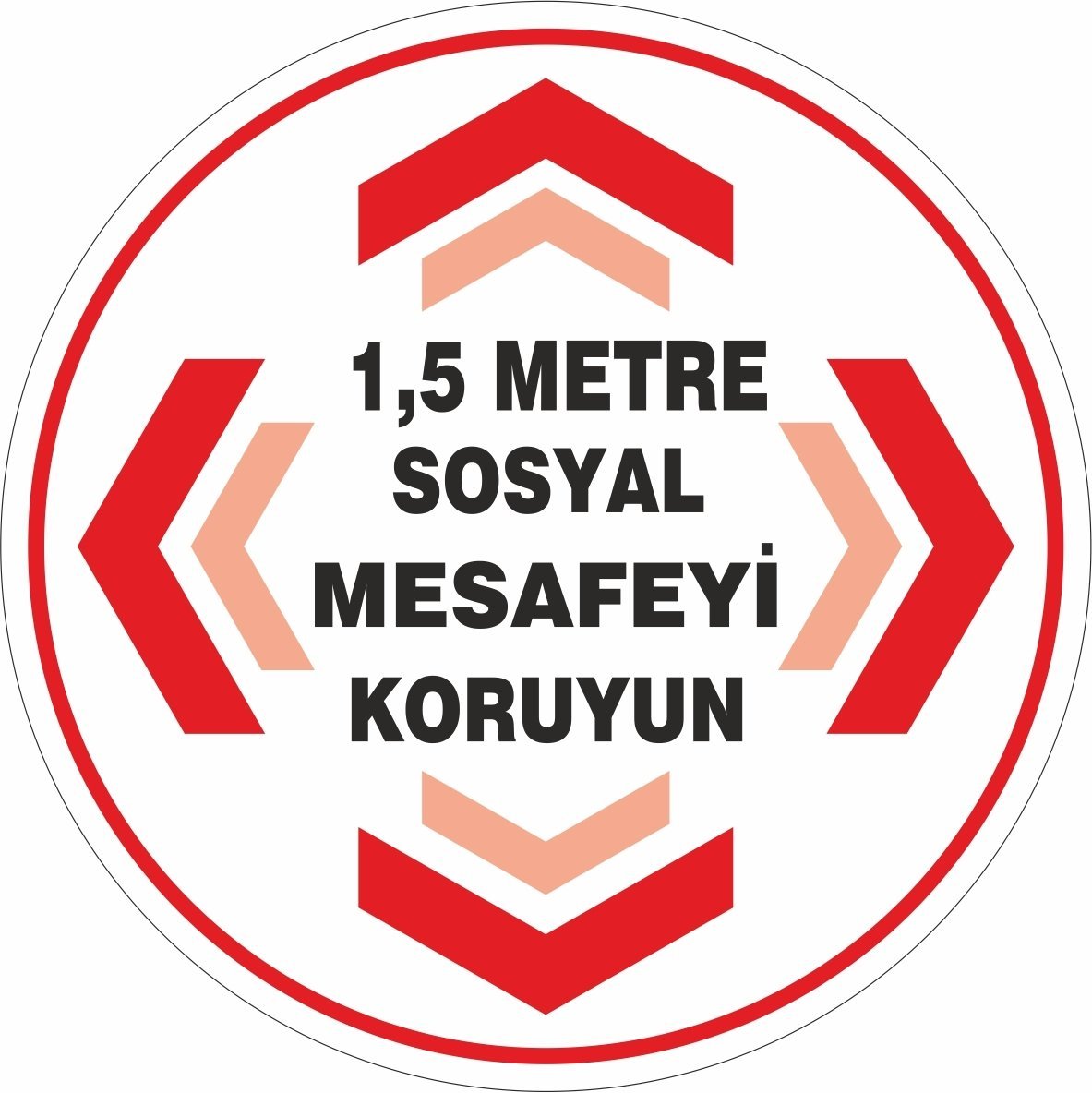 1,5 Metre Sosyal Mesafeyi Koruyunuz Etiketi
