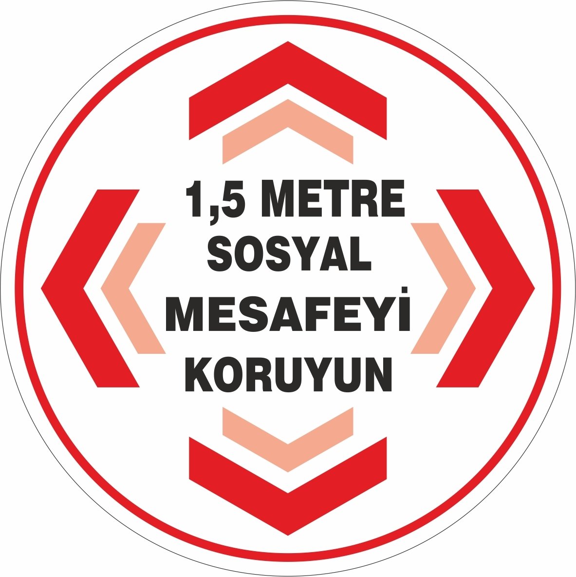 1,5 Metre Sosyal Mesafeyi Koruyunuz Etiketi