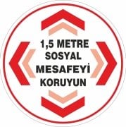 1,5 Metre Sosyal Mesafeyi Koruyunuz Etiketi