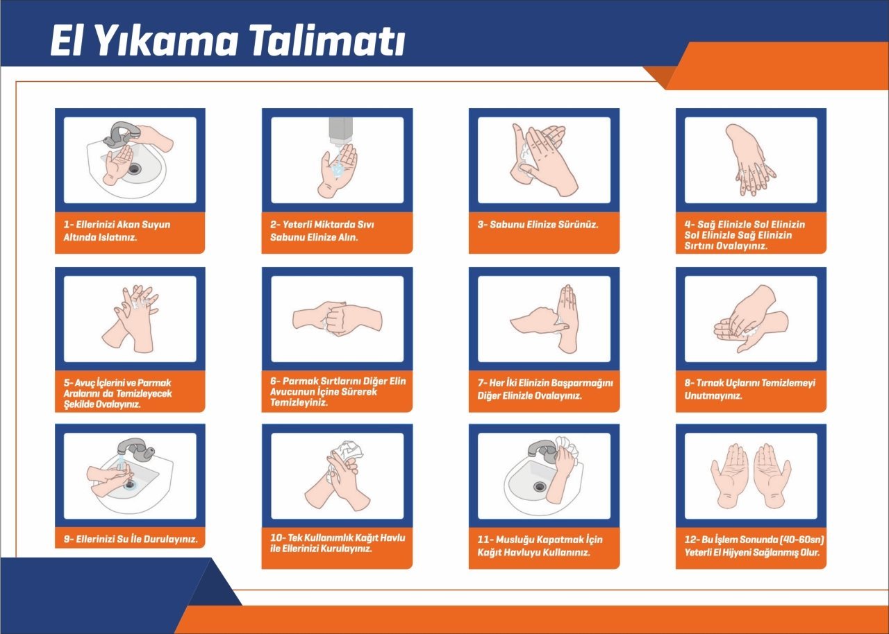 El Yıkama Talimatı Uyarı Etiketi
