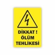 Dikkat Ölüm Tehlikesi Etiketi – Kendinden Yapışkanlı Uyarı Sticker – 100 Adet
