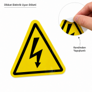 Elektrik Tehlikesi Uyarı Etiketi | Üçgen Şimşek 100 Adet