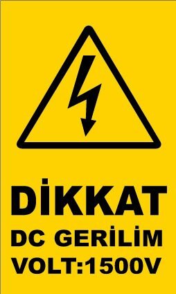 Dikkat DC Gerilim 1500V Etiketi 1 Paket 100 Adet