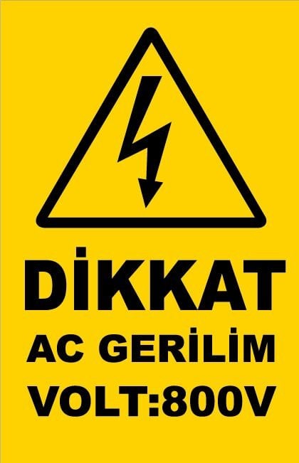 Dikkat AC Gerilim 800V Etiketi 1 Paket 100 Adet
