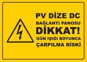 PV Dize DC Bağlantı Panosu Dikkat Gün Işığı Boyunca Çarpılma Riski Etiketi 1 Paket 100 Adet