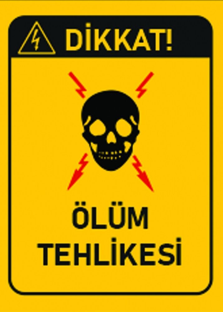 Dikkat Ölüm Tehlikesi Etiketi 1 Paket 100 Adet