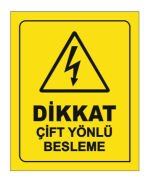 Dikkat Çift Yönlü Besleme Etiketi 1 Paket 100 Adet