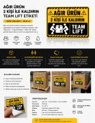 Ağır Ürün – 2 Kişi İle Kaldırın / Team Lift Etiketi 1 Paket 500 Adet